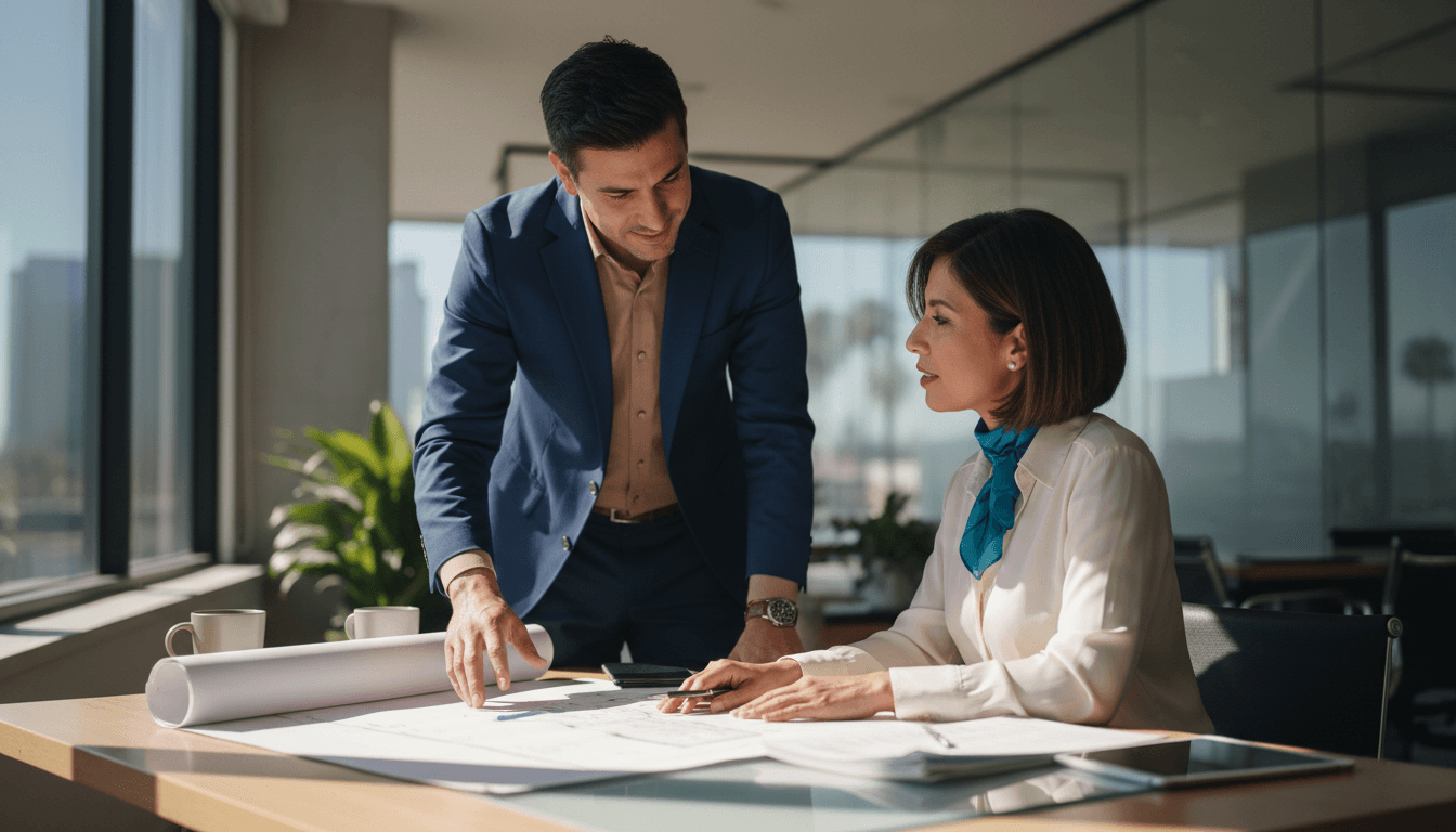 Professionals reviewing creative financing options for a property deal